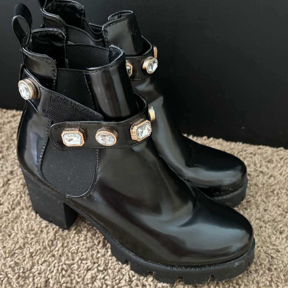 Azalea Wang booties crystal gems